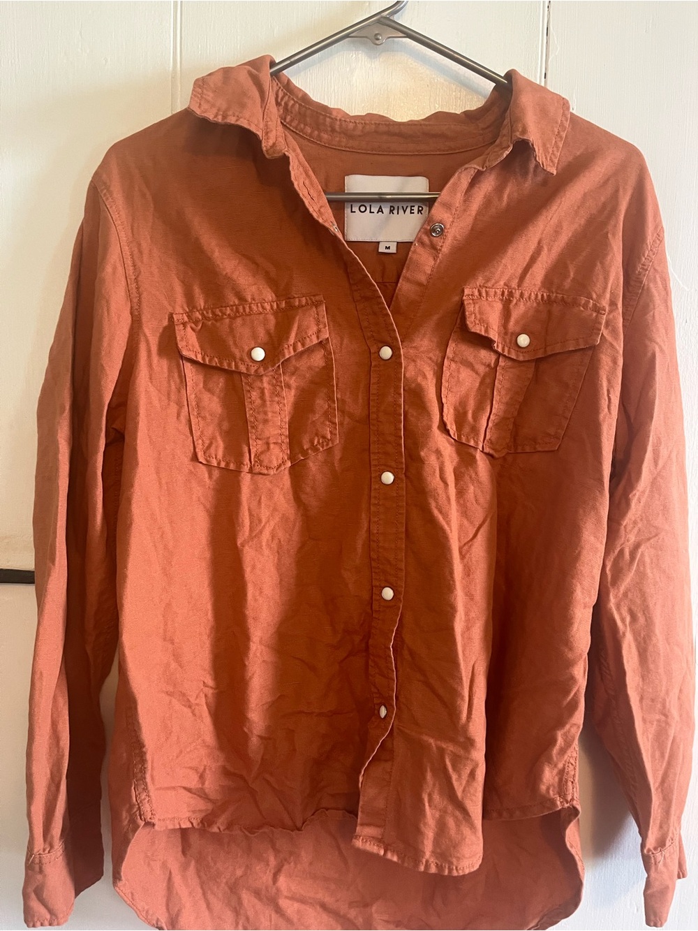 LOLA RIVER Rust Button-Up Shirt